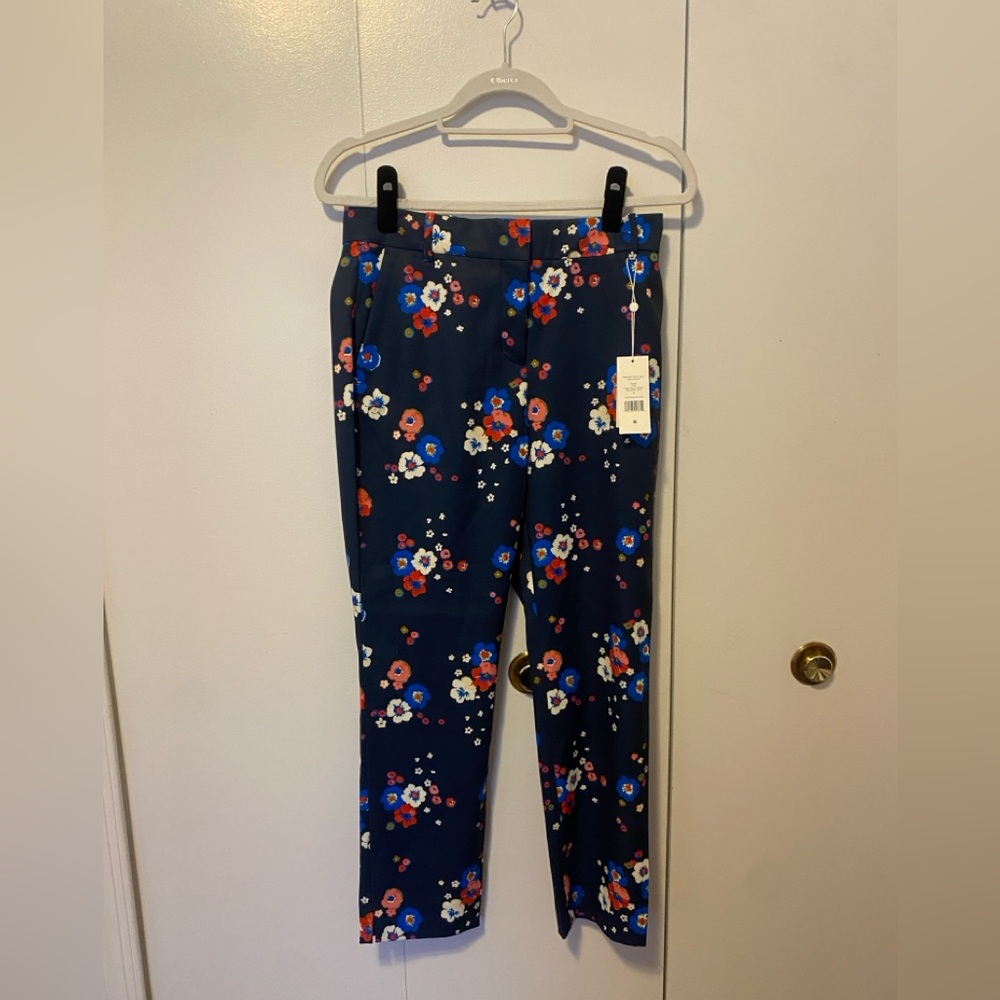 Tory Sport Navy Pansy Bouquet Tech Twill Golf Pants, NWT, Size 4